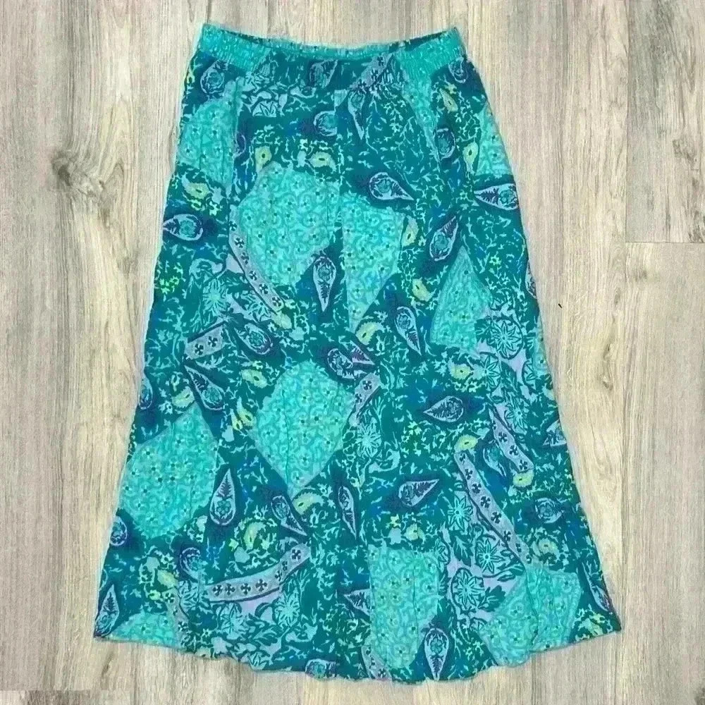 Vintage Diane Von Furstenberg Color Authority Teal Purple Midi Maxi Skirt Size M